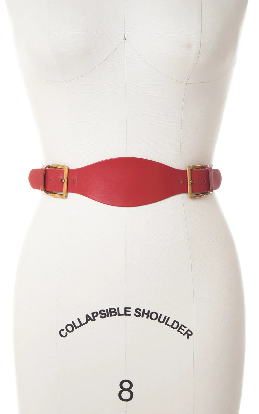 1950s Double Buckle Red Leather Cinch Belt | medium