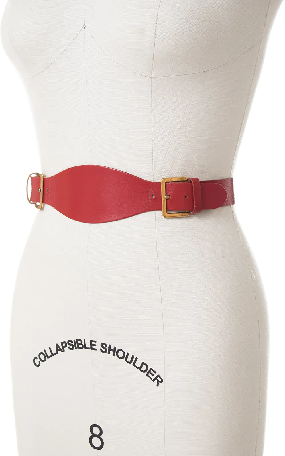 1950s Double Buckle Red Leather Cinch Belt | medium