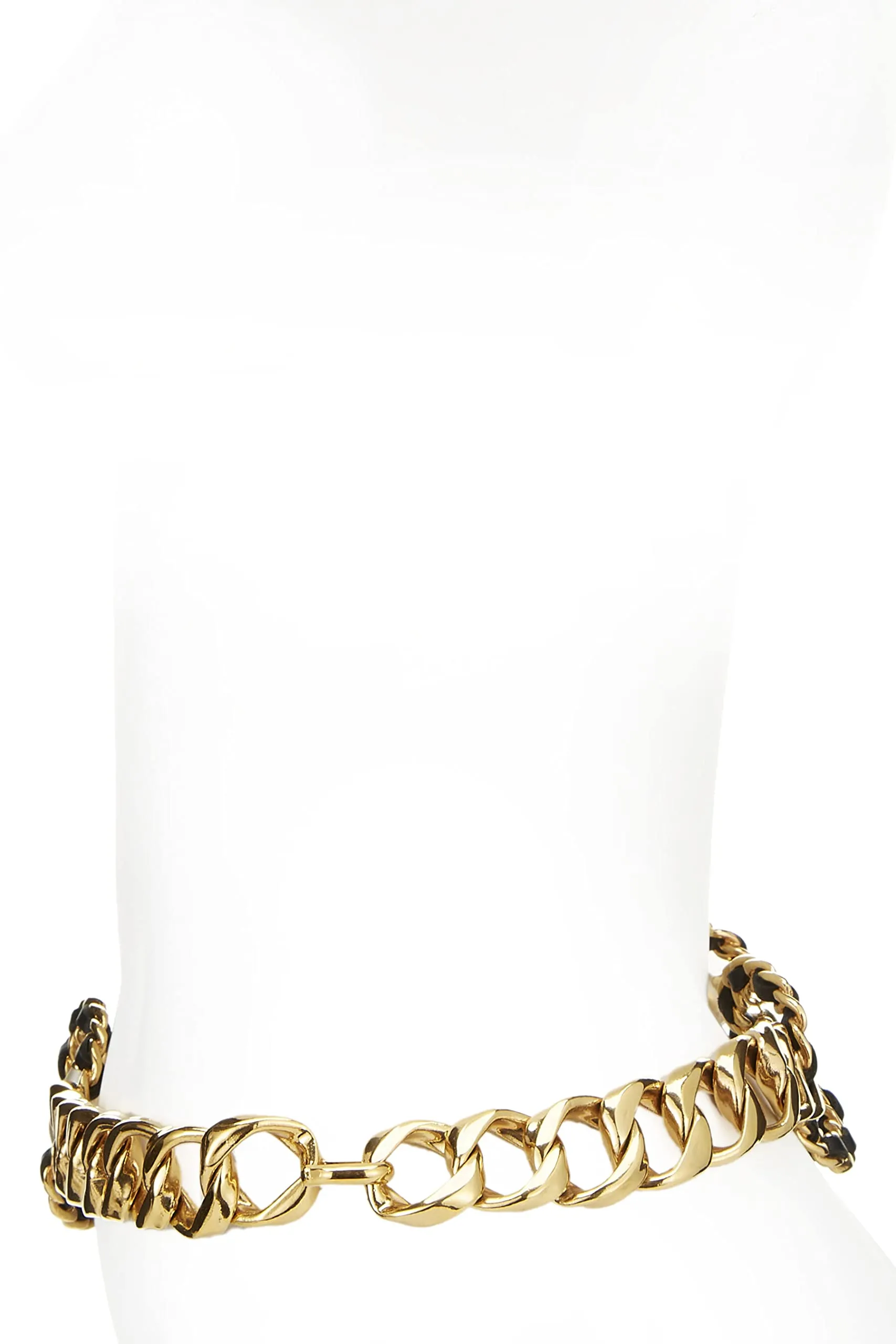Chanel,  Gold & Black Rope Circle Faux Pearl Chain Belt, Black