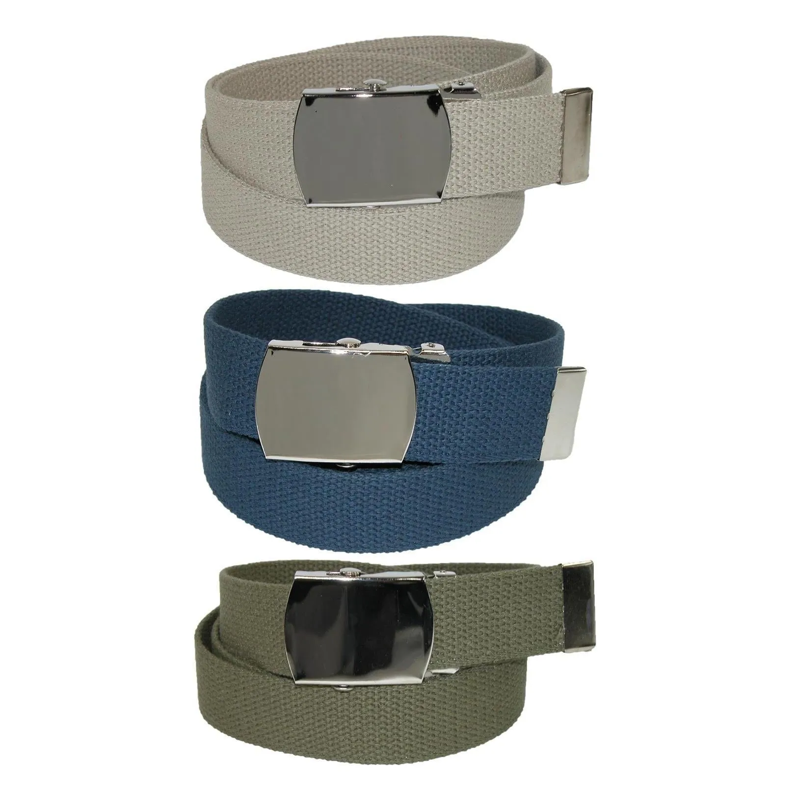 CTM® Cotton with Nickel Buckle Adjustable Belt (Pack of 3 Colors)