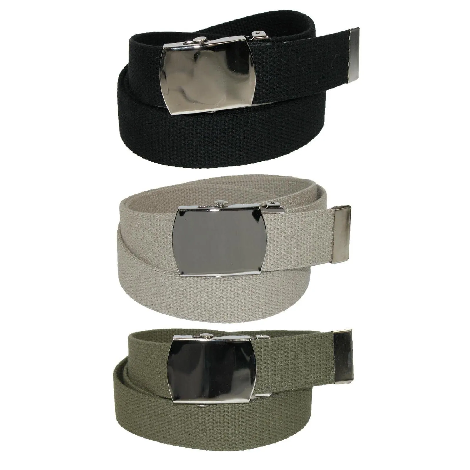 CTM® Cotton with Nickel Buckle Adjustable Belt (Pack of 3 Colors)