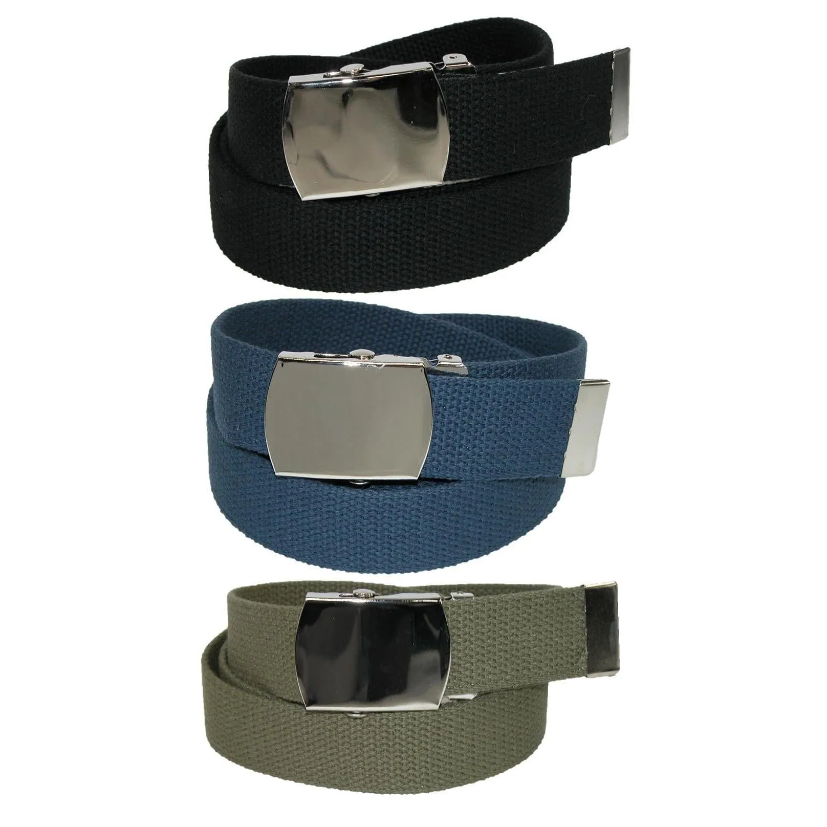 CTM® Cotton with Nickel Buckle Adjustable Belt (Pack of 3 Colors)