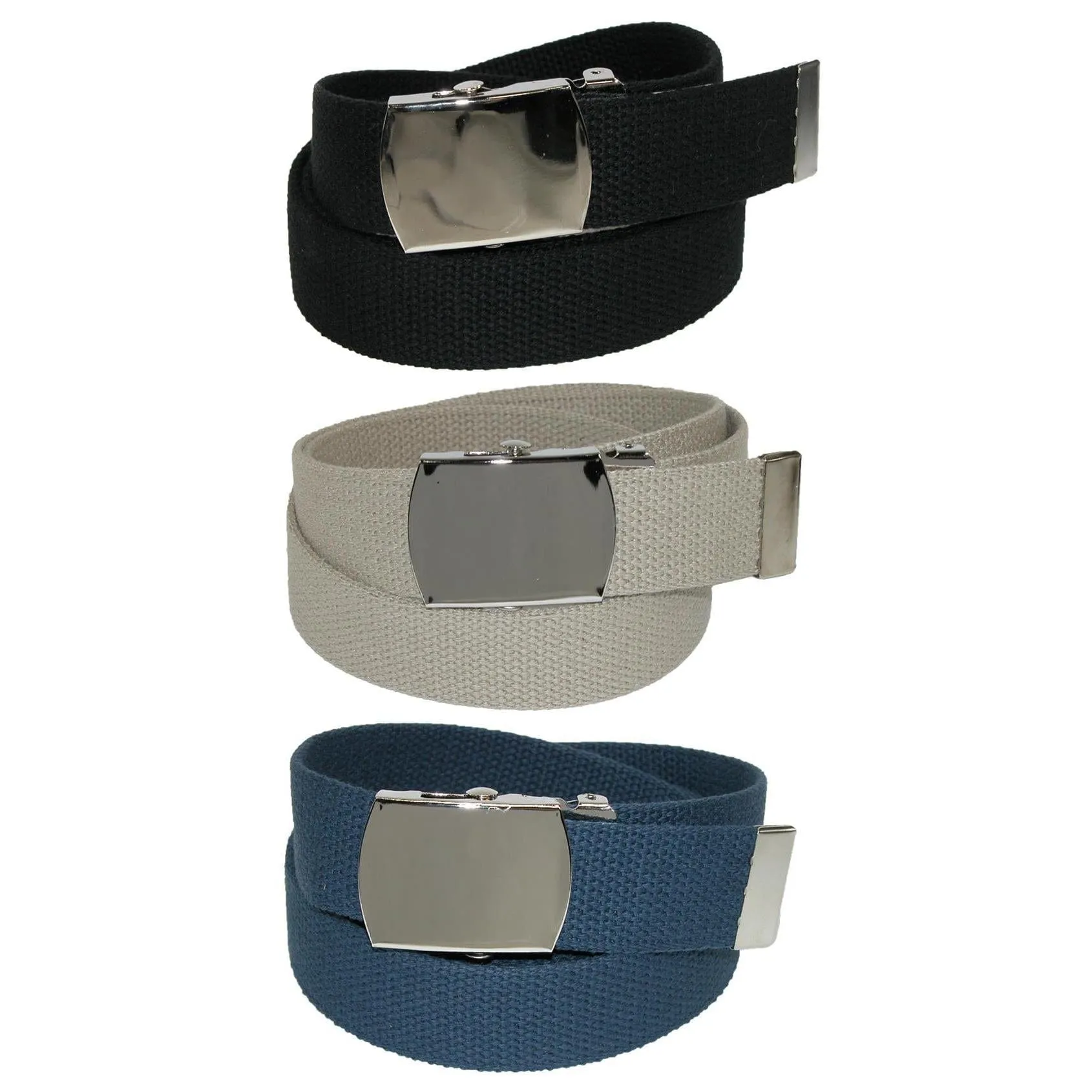 CTM® Cotton with Nickel Buckle Adjustable Belt (Pack of 3 Colors)