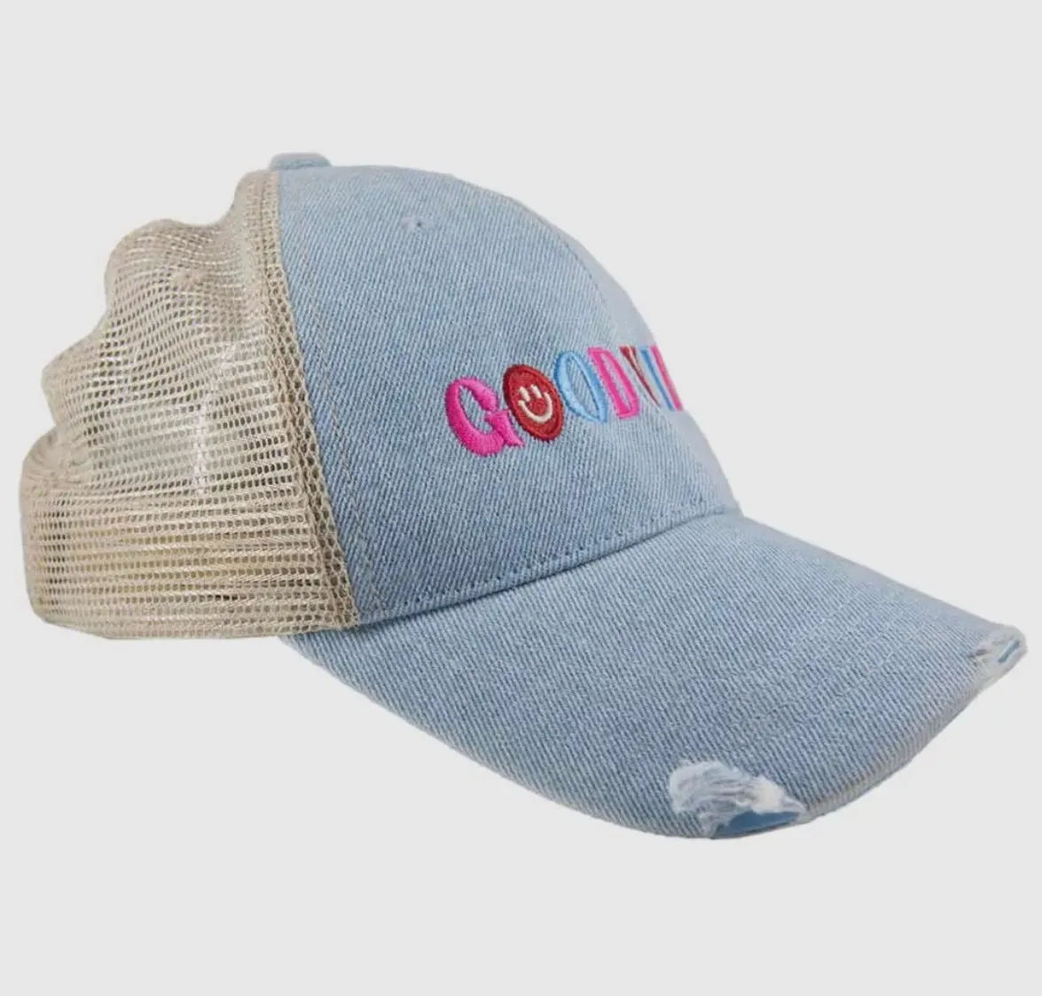 Good vibes denim trucker hat