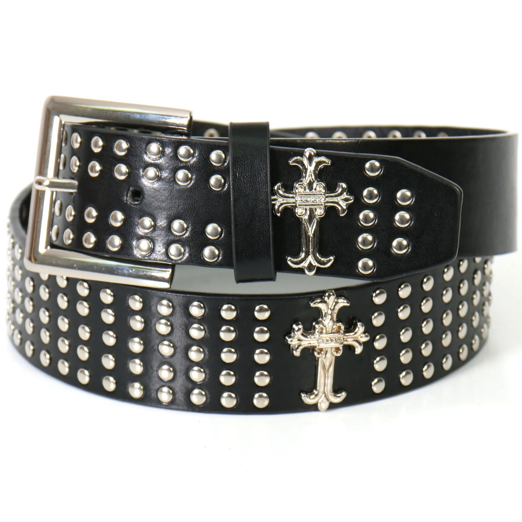 Hot Leathers Studs & Crosses Black Leather Belt BLA1033