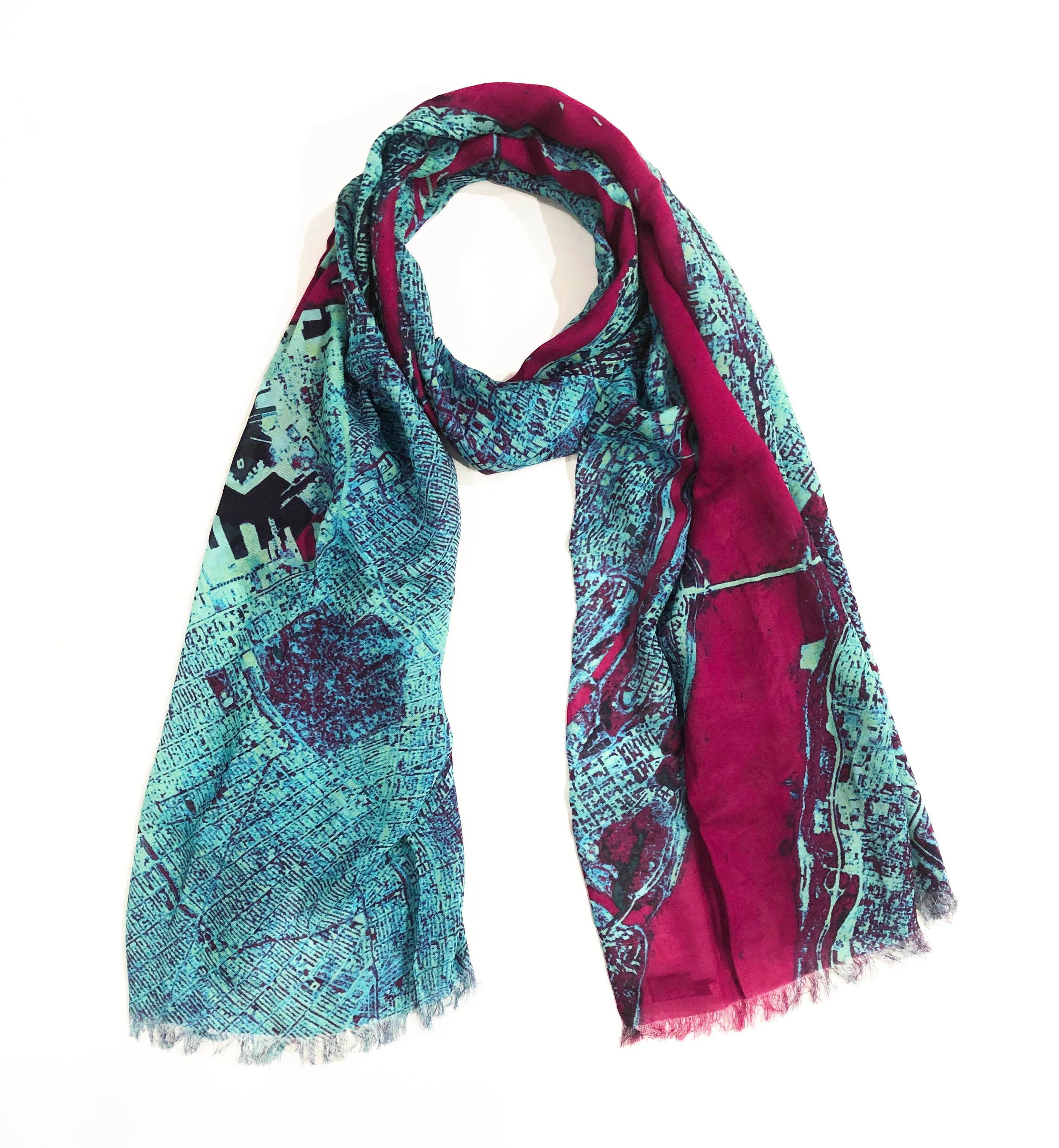 New York Blue Rectangular Scarf
