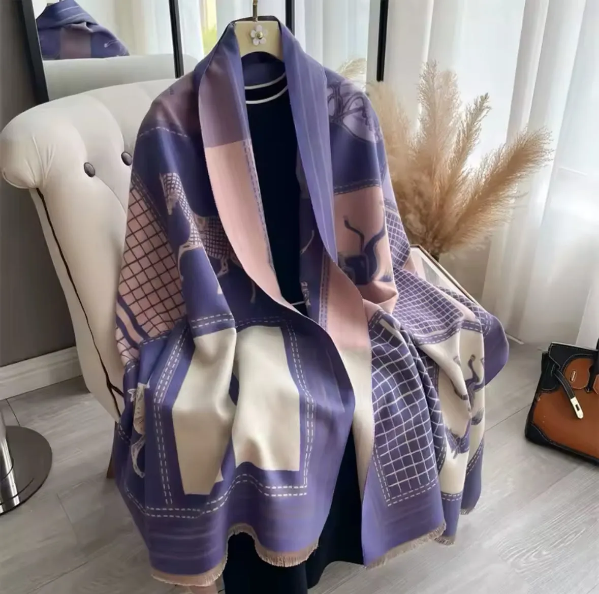 Purple Classic Equestrian Scarf/Shawl