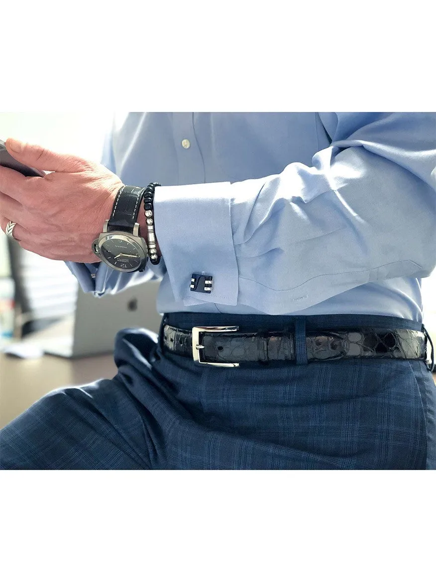 Torino Leather American Alligator Skin Belt in Black