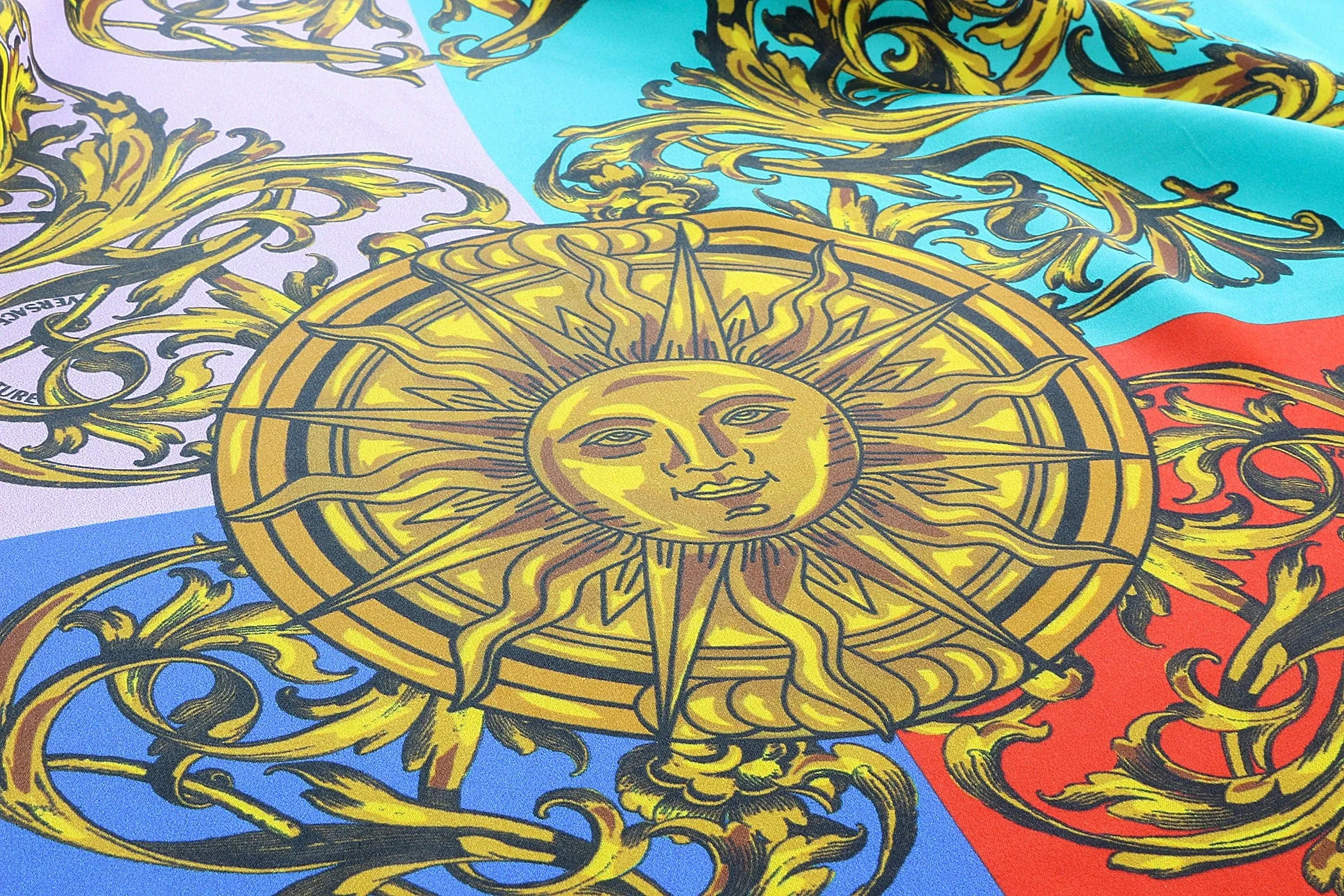 Versace Jeans Couture Baroque Patch Multicolor Pure Silk Scarf