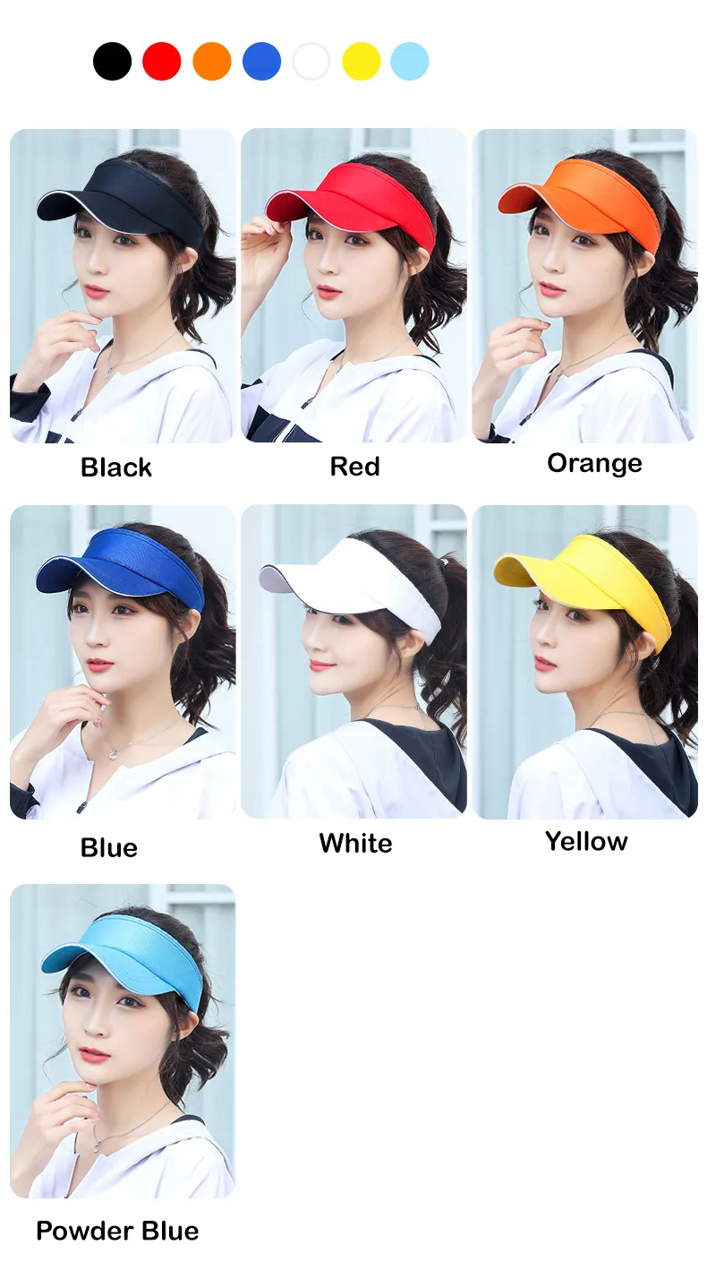 Visor Hat For Sports Tennis Golf Plain Color Summer Beach Sun Blocker