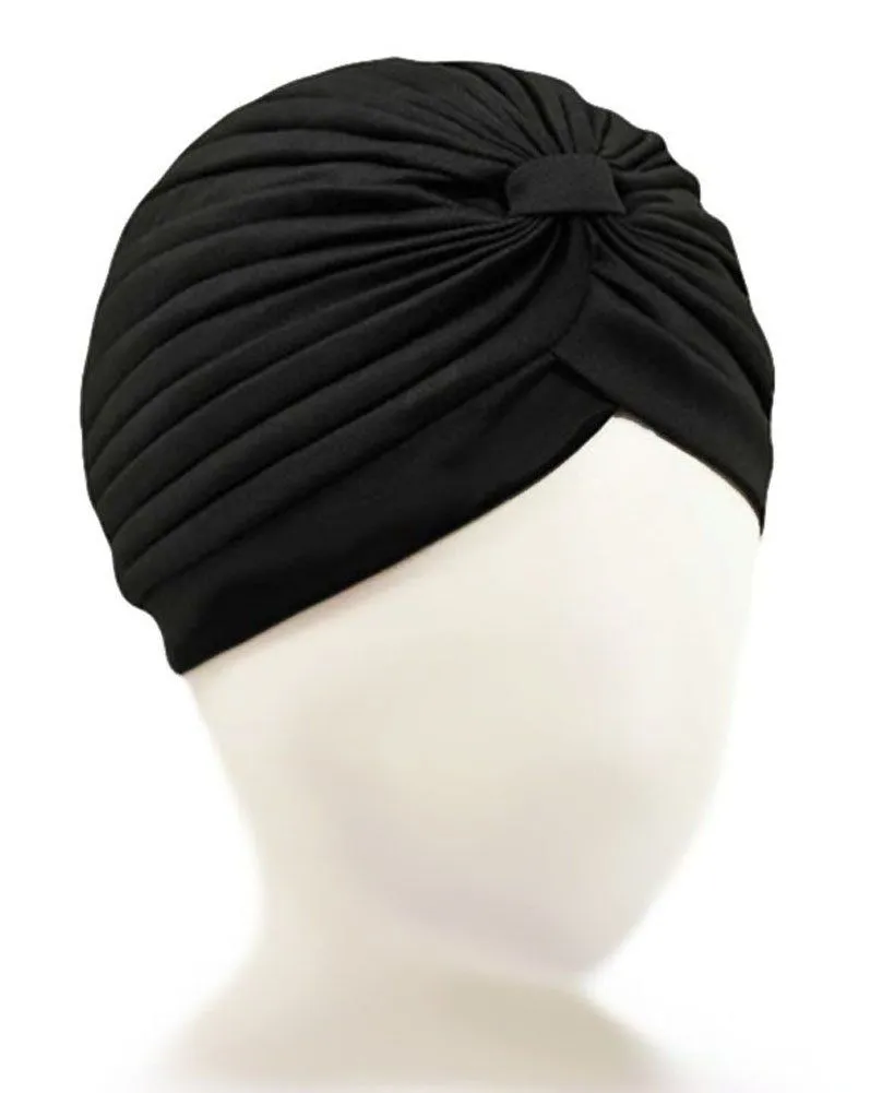 Women Solid Color Pleated Head Wraps Classic Ramadan Beanies Chemo Cap   S4663969